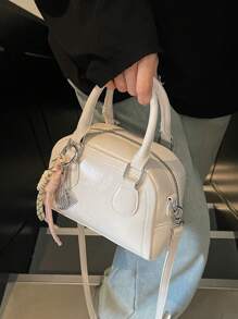 女士迷你复古单肩包/斜挎包/手提包，百搭时尚工作包 - 白色 - 查看 2