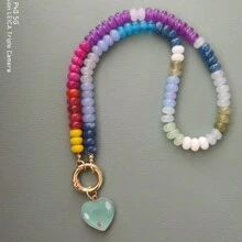 厚重朋克珠宝 2025 新款独家西部乡村项链天然石心形配 Tennie 水钻创意 Ins 锁骨奢华珠宝礼品链项链女士风格派对 - 琉璃項鍊 - 查看 4