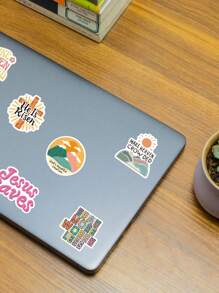 SCXXBSW 52 件装耶稣基督基督教卡通涂鸦贴纸装饰水瓶、笔记本电脑、手提箱、防水贴纸 - 彩色 - 查看 8