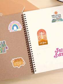 SCXXBSW 52 件装耶稣基督基督教卡通涂鸦贴纸装饰水瓶、笔记本电脑、手提箱、防水贴纸 - 彩色 - 查看 7