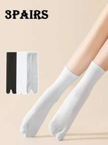 3 Pairs Fashion Unisex Fiber Toe Split Tabi Socks With Open-Toe Sandals