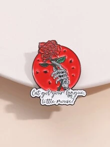 1 件朋克骷髅红玫瑰珐琅别针猫舌尖小老鼠胸针翻领徽章哥特式装饰珠宝礼物送给朋友 - 彩色 - 查看 10