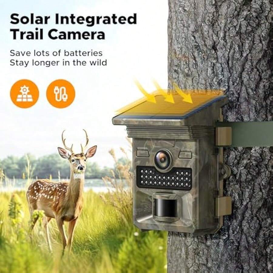 VOOPEAK Solar Powered Wildlife Camera 4K 48MP Rechargeable Trail Camera