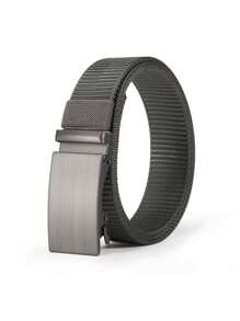 1 条定制姓名文字男士帆布腰带，无齿自动扣搭配休闲裤和牛仔裤腰带，适合青少年 - 光面帆布 - 查看 2