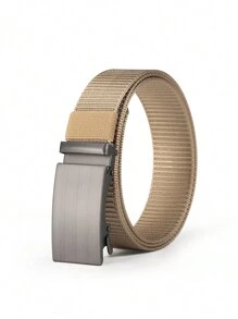 1 条定制姓名文字男士帆布腰带，无齿自动扣搭配休闲裤和牛仔裤腰带，适合青少年 - 光面帆布 - 查看 3