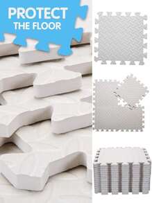 10pcs Foam Play Mats, Square Shape Play Mats With Solid Color, Thickened Interlocking Foam Flooring Tiles, Puzzle Game Mats With 2-Leaf Cross Pattern Foam Floor Tiles, Children Crawling/Yoga Mat, Baby Crawl Mat, Large Carpet