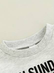 Toddler Baby Boy Girl Sweatshirt On Sundays We Watch Football With Daddy Mommy Shirt Fall Top Baby Football Outfit - 淺灰色 - 查看 4