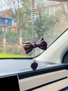 亚克力蝴蝶结心形汽车内饰后视镜吊饰，创意汽车装饰 - 彩色 - 查看 6