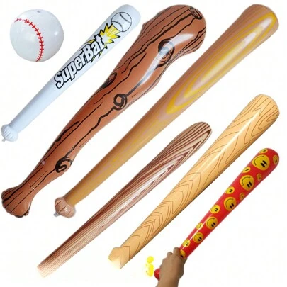 1件装充气棒球棒，现货，PVC木纹棒球棒，木制球棒，跨境充气玩具，充气球棒