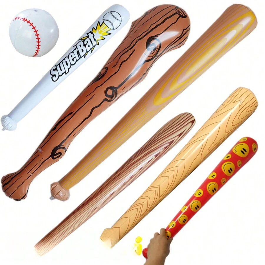 1件装充气棒球棒，现货，PVC木纹棒球棒，木制球棒，跨境充气玩具，充气球棒 - 彩色 - 查看 1