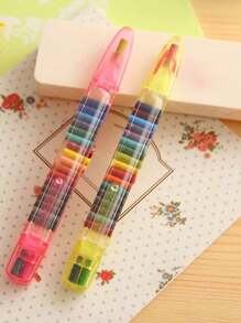20 Colors Rainbow Wax Crayon, Multi-Functional Drawing Pen, Cute Portable Stationery Small Gift,Back To School,School Supplies - Multicolor - View 2