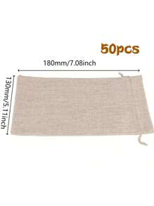 50入組10x14cm黃色帆布袋（帶束繩）,亞麻麻袋,黃麻布袋,適用於珠寶,diy,藝術和工藝品,婚禮,派對,聖誕節等 - 卡其色 - 查看 15