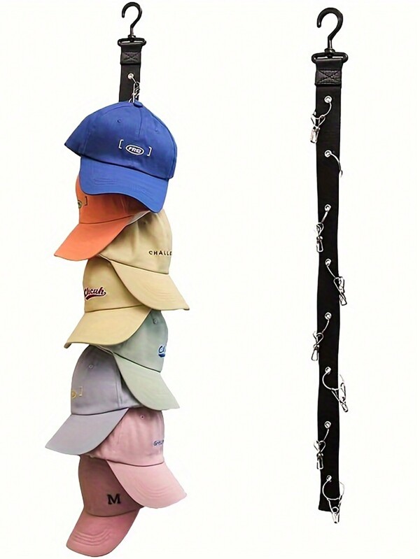 Soporte para gorras de acero inoxidable con 8 pinzas - Sostiene hasta 16 gorras de béisbol - Organizador de gorras no eléctrico para el hogar y el armario