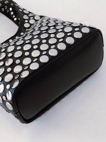 Geantă de umăr mică cu decor cu nituri de calitate premium, design de nișă de lux casual