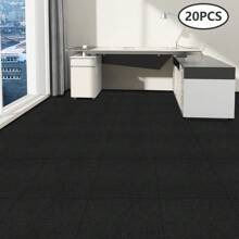 20Pcs Self Adhesive Carpet Tiles Peel And Stick Floor Plank Mat Non-Slip 20 Inch - Black - View 1