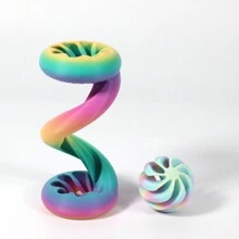 1 pieza Juguete de descompresión de espiral impreso en 3D, decoración de degradado de color, decoración de rotación de varios ángulos, adecuado para escritorio de oficina, alivio del estrés, decoración de escritorio, decoración del hogar, regalo pequeño y hermoso, regalo de cumpleaños, regalo del Día de San Valentín