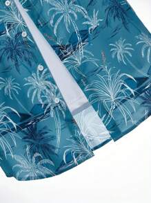 Plus Size Men's Hawaii Style Creative Pattern Printed Casual Shirt For Beach Vacation - Blue - View 6
