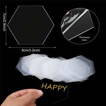 10pcs/20pcs Acrylic Transparent Hexagon Label Cards, Wedding Table Decoration DIY Number Cards, Party Place Cards, Handwritten Cards