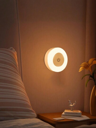 1pc Touch The Nightlight, abajur de cabeceira, ajustável em 3 cores, luz de armário sem fio, regulável para corredor, quarto, banheiro, sala de estar, armário, cozinha (luz quente), decoração de quarto, decoração de casa, decoração de parede, decoração de quarto, ano novo, festival de primavera
