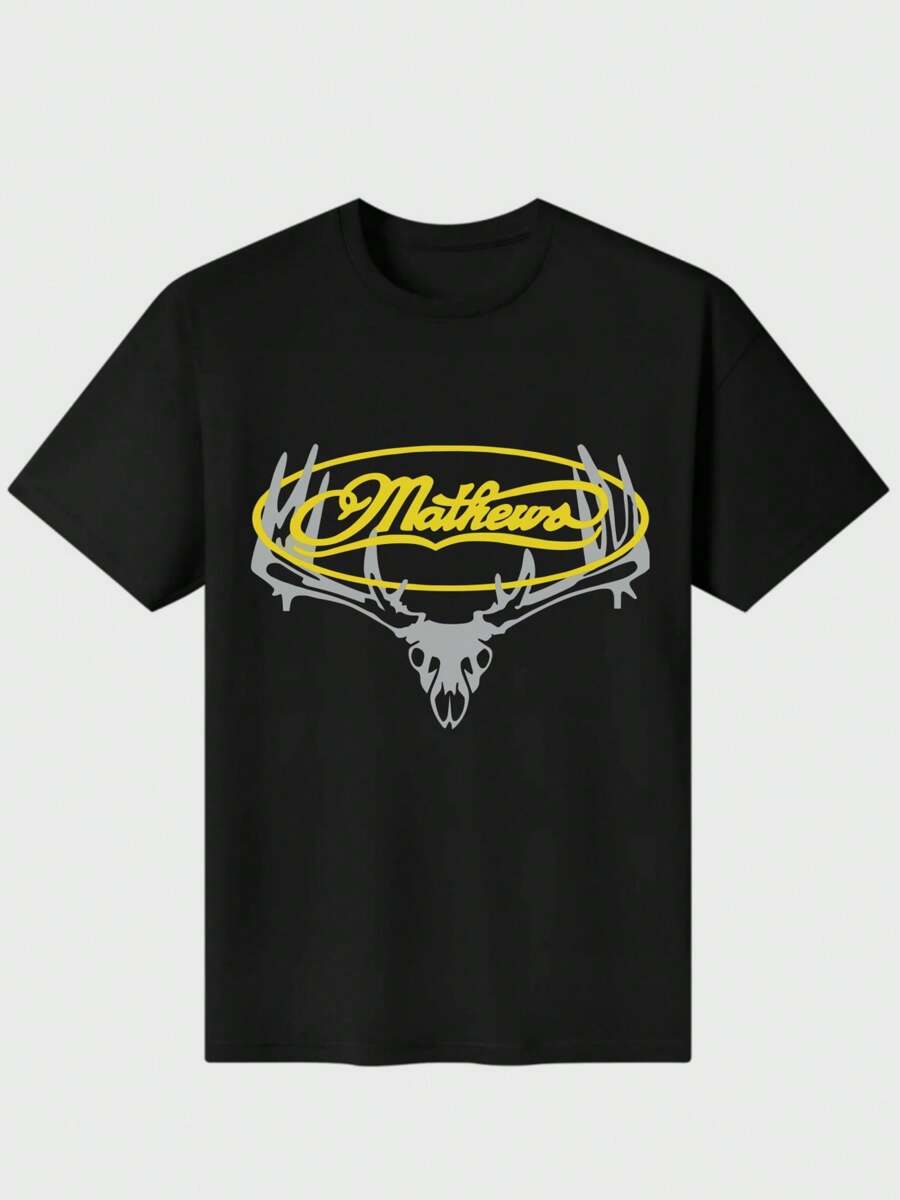 Mathews Archery T-Shirt  Casual Digital Print 220g Pure  Heavy 100% Cotton T Shirt - Black - View 1