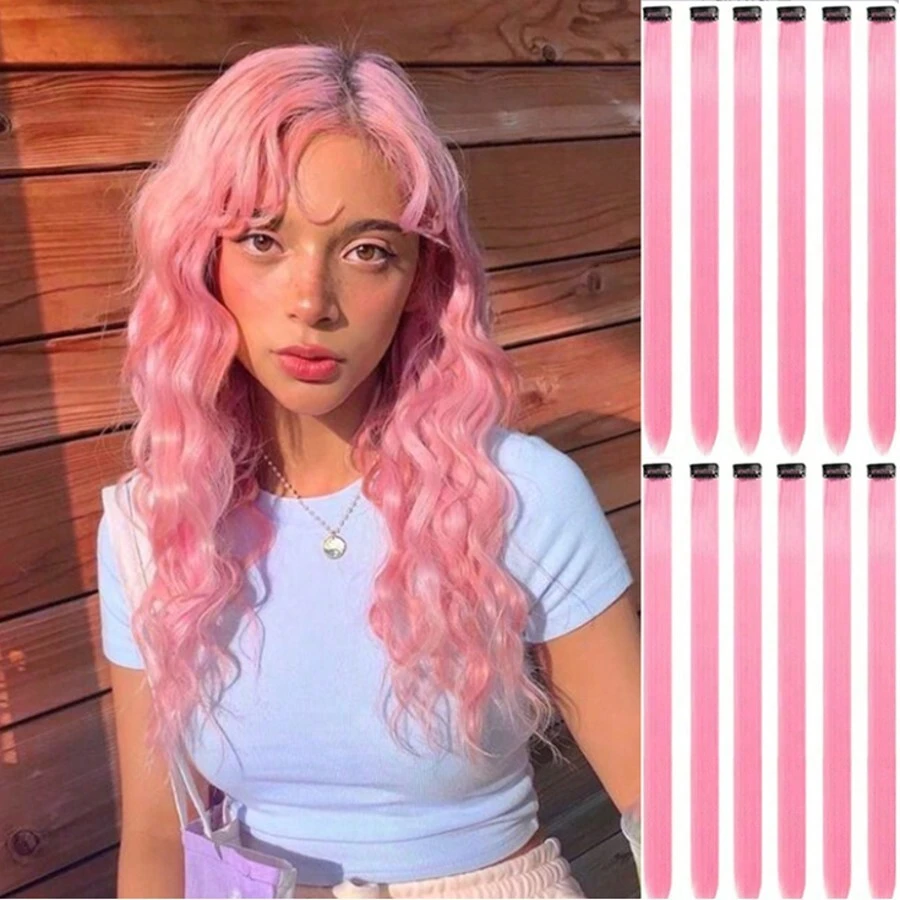 10入組彩色髮片,女士髮片,彩色直夾式髮片,日常派對服裝髮片,少女cosplay派對y2k風格時尚派對聖誕新年禮品給女性