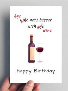 Tarjeta de cumpleaños divertida con tema de vino - 'La edad mejora con el vino' - regalo perfecto para familiares, amigos y seres queridos