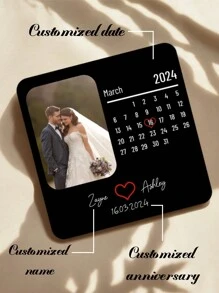 1 Stück personalisierter Kühlschrankmagnet mit Datum, Kühlschrankmagnet Geschenk zum Valentinstag, Hochzeit, personalisierte magnetische Haftnotizen, zarte Romantik - Schwarz - Übersicht 3