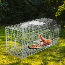 32" Live Animal Cage Trap, Heavy Duty Folding Raccoon Trap, Humane Cat Trap With Handle For Rabbits, Stray Cats, Squirrels, Raccoons, Skunk, Mole, Groundhogs And Opossums