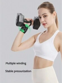 1pc Adjustable Compression Wrist Support Brace - Pink, Grey And Black, Made Of Polyester, Hand Wash Only | Suitable For Sprain Recovery And Sports Activities - Multicolor - View 3