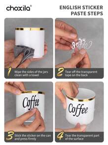 choxila 4pcs Coffee Canister Set, Multi-Purpose Storage Jars For Coffee, Tea, Sugar, Decorative Cream & Sugar Sets With Lids, Kitchen Jars Coffee Sealed With Tray