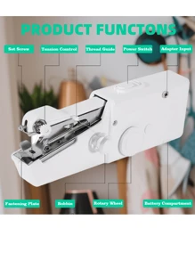 Hand-Held Sewing Machine, Mini Portable Electric Quick Sewing Tool For Beginners, Cordless And Battery Powered, Includes Accessory Kit, Perfect For DIY Projects On Home, Travel, Clothing And Fabric - Multicolor - View 5