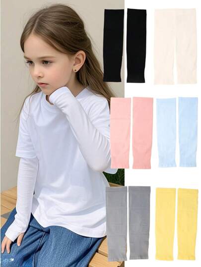 1 par de mangas refrescantes para niños/jóvenes, protección solar UV transpirable para el verano y exteriores, apto para niños y niñas