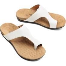 Women's Orthopedic Sandals Arch Support Flip Flops Fashionable Comfortable Walking Orthotic Thong Sandals - White - View 7