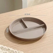 1/2/4pcs Divided Portion Control Plates, Compartment Plates For Portion Control, 3 Compartment Plastic Dinner Plates, Microwave & Dishwasher Friendly, Suitable For Weight Management, Happy