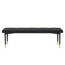 Banco de entrada negro, banco para zapatos con cojín, banco tapizado para interiores con base de metal, banco otomano con asiento acolchado para dormitorio, extremo de la cama, comedor, sala de estar, banco para zapatos para regalo de Navidad de Halloween, fácil de limpiar, diseño ergonómico, muebles, decoración del hogar, mejoras para el hogar, muebles minimalistas, renovación del hogar para año nuevo - Negro - Ver 9