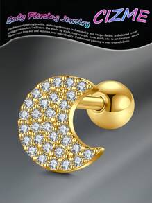 CIZME 1 件 16g 软骨耳钉耳屏耳钉软骨穿孔首饰前耳钉耳钉车耳甲海螺不锈钢穿孔首饰，不锈钢耳钉男女款向日葵月亮花星蝴蝶心叶蛇心 CZ 16G 软骨耳环套装螺丝后耳环耳钉穿孔首饰，16G 软骨耳环不锈钢耳钉球背软骨耳钉海螺穿孔首饰女士