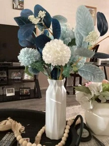 1pc Plastic Vase, Nordic Style Vase, Minimalist Decor Vase, Ceramic-Like Vase, Flower Vase, Shatterproof Vase, Flower Container, Dry Flower Vase, Flower Pot, Flower Basket, Wedding Bedroom Home Decor Vase Gifts Birthday Graduation