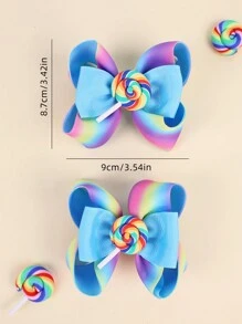2 pièces Pinces à cheveux colorées en forme de nœud pour filles, accessoires en forme de sucette en tissu, jolies barrettes pour les meilleures amies, cadeaux d'automne et d'hiver