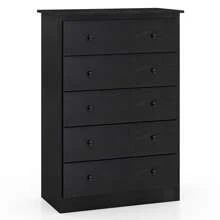 5-Drawer Dresser Modern Chest Of Drawers 115cm Bedroom Storage Organizer - Black - View 1