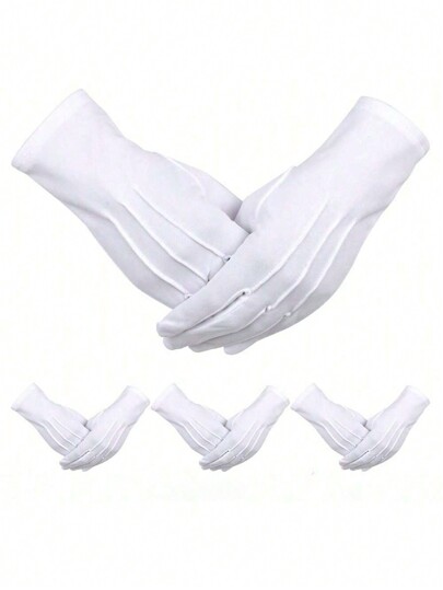 3 Pairs White Gloves Men Pallbearer Funeral Masonic Parade Gloves Dress Nylon Uniform Cosplay Costume White Gloves For Formal Tuxedo Guard Party Supplies