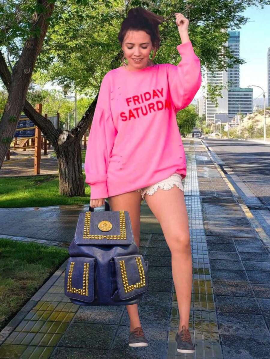 Mochila Bolsa Backpack Estoperoles Moda Mujer Viaje Correas Ajustables - Azul - Ver 1