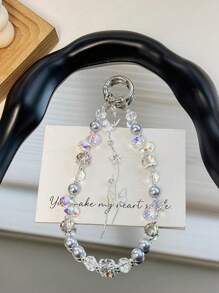 Luxury Sparkle Butterfly Rhinestone Bead Phone Bracelet Strap Charm Chain Knot Cellphone Lanyard Keychain Bag Camera Keychain Pendant - Butterfly Beads - View 13