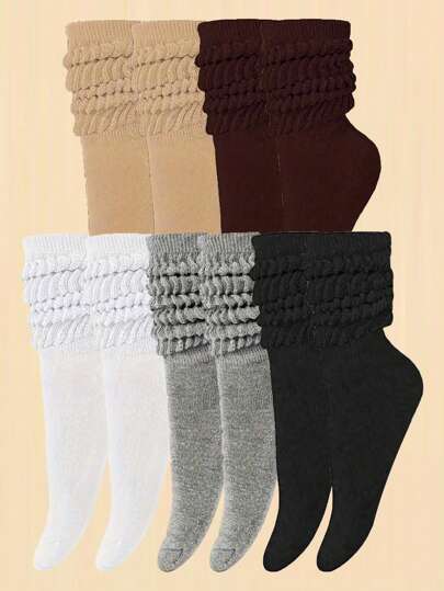 5pairs Women's Spring And Autumn Slouch Knit Socks Slouchy Socks Women Scrunch Socks Women Scrunchie Socks Women Crew Socks2pcs/6pcs/10pcs/12pcs/18pcs/20pcs/30pcs
