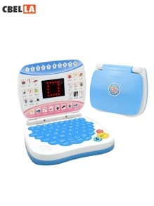 CasaBella Mini computadora portátil, juguetes de aprendizaje para niños, computadora interactiva educativa con pantalla LED, juguetes interactivos educativos para el desarrollo intelectual de los niños (rosa y azul) - Multicolor - Ver 2
