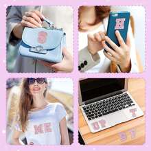 Self Adhesive Letter Patches, Clothing Hot Stamping Letters, 26 Light Purple Patch Letters With Flashing Letters - Light Purple - View 3