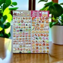 2 件可爱熊汉堡和泡泡贴纸，创意面包贴纸、DIY 工艺品，适用于手机壳、笔记本电脑