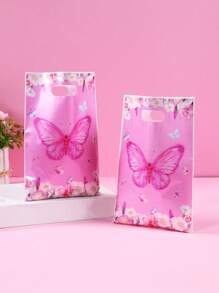 10/25 件粉色蝴蝶礼品袋、礼品包装袋、手提袋、礼品包装袋、蝴蝶派对用品、蝴蝶主题生日派对装饰用品、新娘送礼会用品、宝贝送礼会用品、婚礼装饰 - 粉紅色蝴蝶 - 查看 3