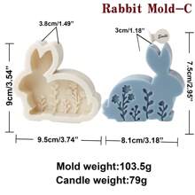 2PCS/4PCS Flower Rabbit Silicone Mold 3D Easter Rabbit Candle Mold DIY Animal Forest Rabbit Soap Mold Relievo Flower Bunny Mold