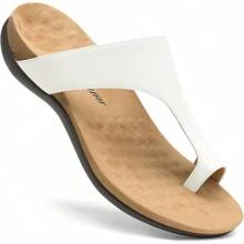 Women's Orthopedic Sandals Arch Support Flip Flops Fashionable Comfortable Walking Orthotic Thong Sandals - White - View 5