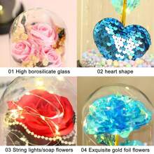 1pc Rose Flower Night Light, Valentines Day Gifts For Her,Birthday Gifts For Women,Valentines Rose Flower Gifts,Valentines Gifts For Mom Wife Girlfriend Grandma,Colorful Rainbow Light Up Rose In A Glass Dome Mothers Day Rose Gift - Z - 查看 5